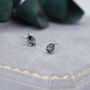 Sterling Silver Mystic Black Droplet Stud Earrings, thumbnail 2 of 9