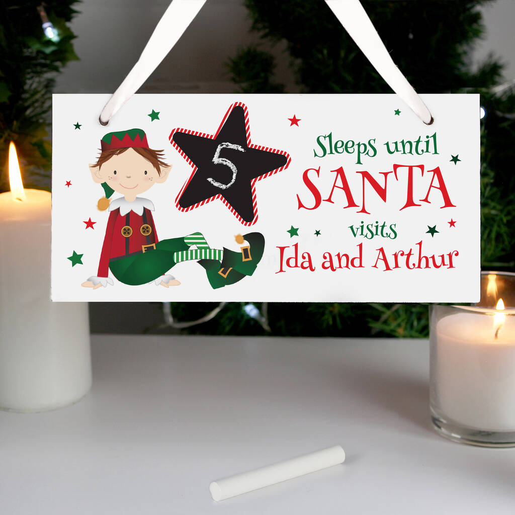 Personalised Elf Christmas Countdown Sign By Uniqueful