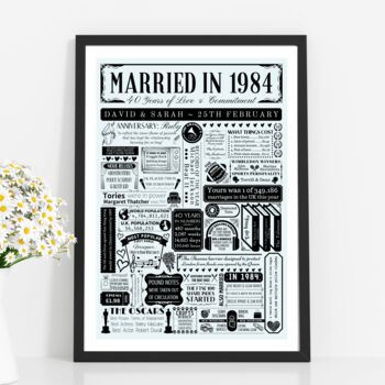 Personalised 40th Ruby Wedding Anniversary Poster, 3 of 9