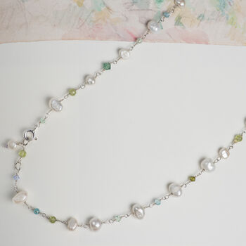 Multi Pearls Swarovski And Gemstones Necklace, 5 of 12