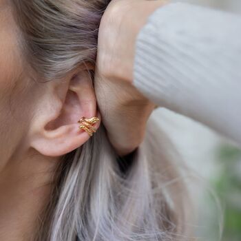 Yellow Gold Plated Snake Ear Cuff, 2 of 6