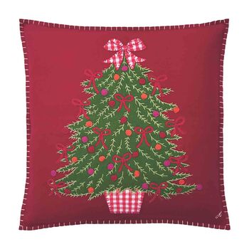 Embroidered Wool Christmas Tree Cushion, 2 of 2
