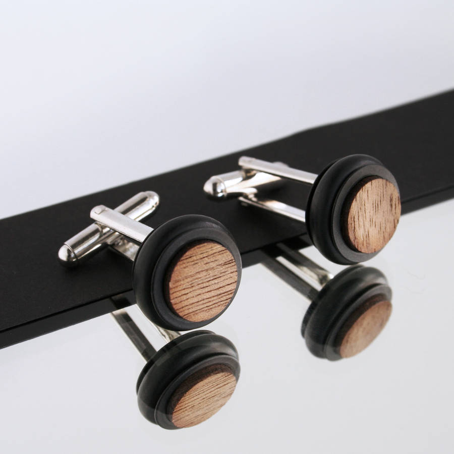 Men's Minimal Wooden Cufflinks By Industrial Jewellery