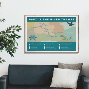 Gift For Paddleboarders – River Thames Map Art Print, 3 of 10