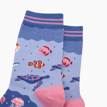 Under The Sea Bamboo Socks In Blue, 2 of 4