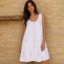 Pink Jenny Edwardian Nightdress, White Cotton Nightie With Pink Embroidery, Vintage Style Sleeveless Chemise, One Size UK 10 16, Gift, thumbnail 3 of 8