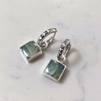 The Square Aquamarine Earrings, Silver, 3 of 5