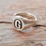Personalised Initial Oval Silver Signet Ring, thumbnail 1 of 3