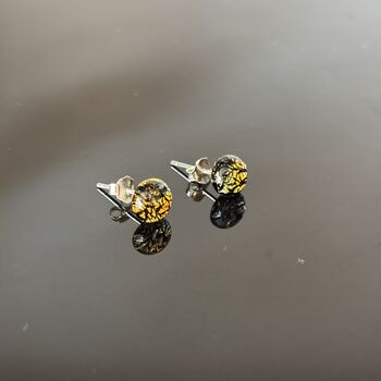Orange Abstract Fused Glass Sterling Silver Stud Earrings, 5 of 9