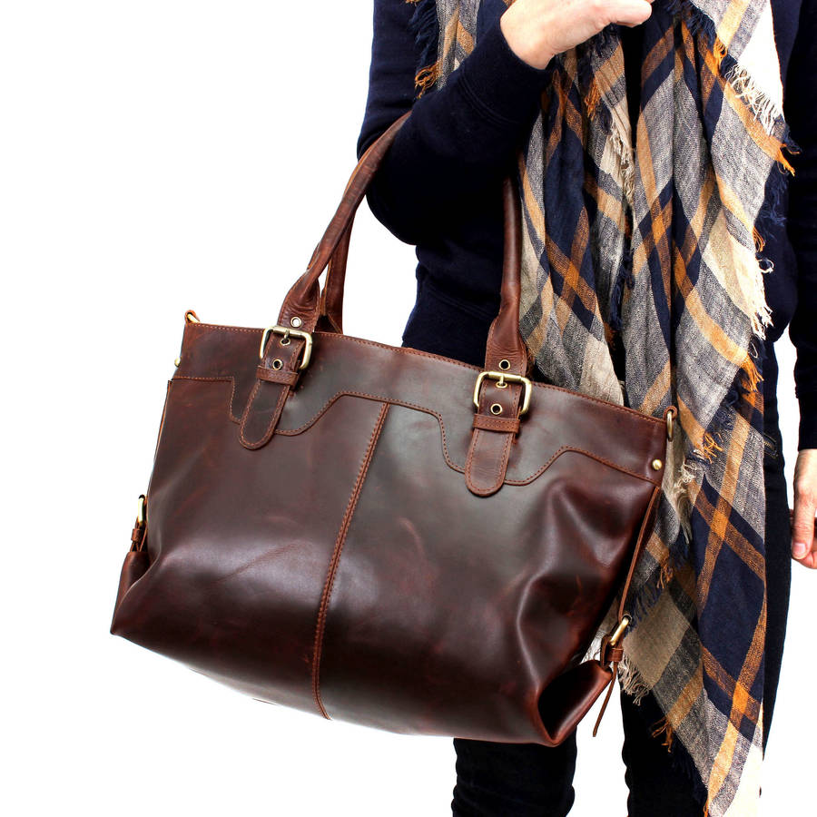 lichfield leather buckle tote bag by the leather store ...