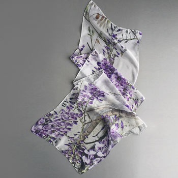 Monogram Wisteria Floral Print Silk Mix Scarf, 5 of 7