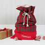 Luxury Personalised Christmas Santa Sack Red Tartan, thumbnail 1 of 6