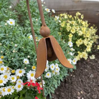 Decorative Plant Stakes Snowdrop And Bluebell Supplied Bare Metal Ready To Rust, 5 of 8