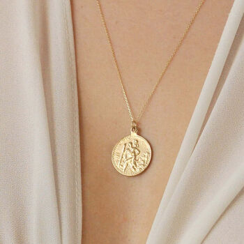 9ct Solid Gold Saint Christopher Medallion Necklace, 4 of 5