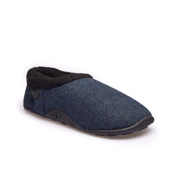 Tony Dark Blue Tweed Mens Slippers/Indoor Shoes, 7 of 8