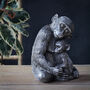 Mother And Baby Monkey Statue In Silver, thumbnail 4 of 4