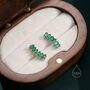 Sterling Silver Emerald Green Baguette Cz Stud Earrings, thumbnail 3 of 11