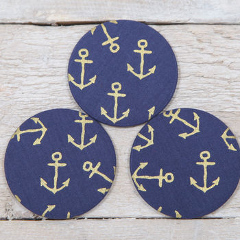 Nautical Anchor Fabric Mirror With Pouch, 3 of 5