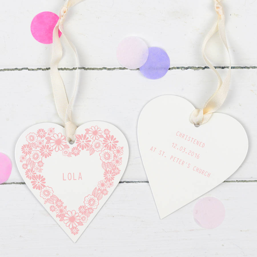 christening keepsake heart by delightful living