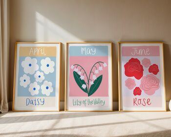 Personalised Birth Flower Art Print, 3 of 6
