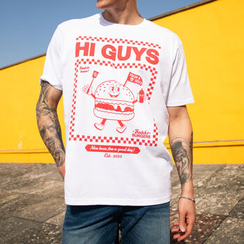 Hi Guys Men’s Burger Graphic T Shirt, 2 of 3