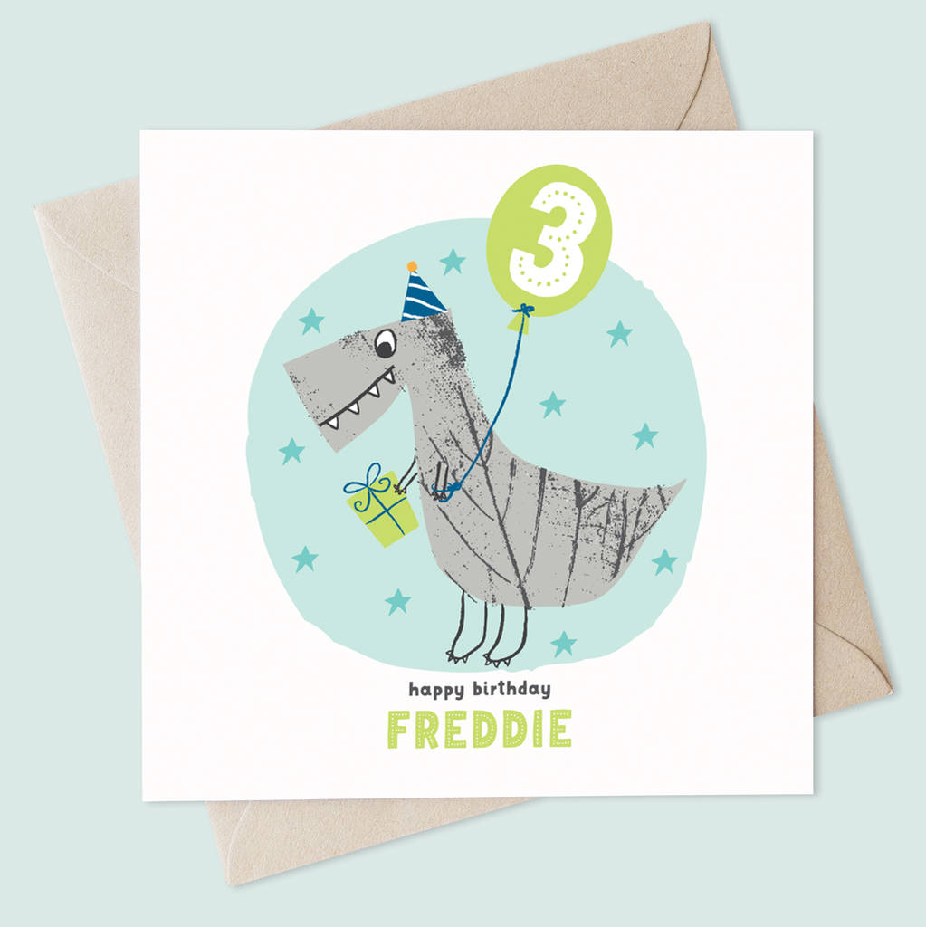 Personalised Sparkly Dinosaur Birthday Card, 1 of 3