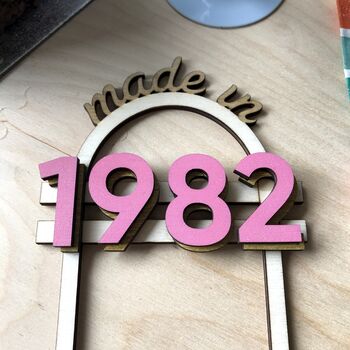 Personalised Wooden 40th Birthday Cake Topper, 2 of 5