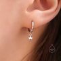Dangle Star Huggie Hoop Earrings In Sterling Silver, thumbnail 3 of 11