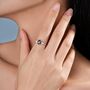 Sterling Silver Oval Cabochon Moss Agate With Cz Engagement Ring, thumbnail 5 of 12