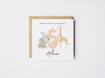 Personalised 1st Birthday Card Elephant And Giraffe *Age Options, 5 of 5