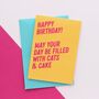 Cats And Cake Birthday Card, thumbnail 1 of 4