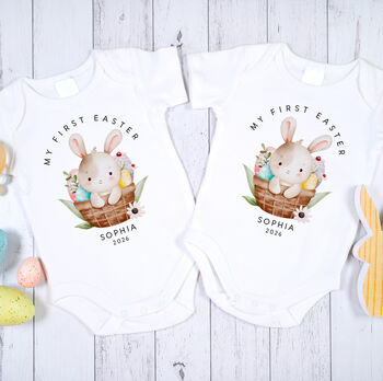 My First Easter Bunny Bodysuit With Name, 2 of 12