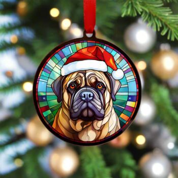 Bull Mastiff In Santa Hat Suncatcher Decoration, 4 of 6