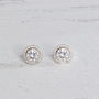 Sterling Silver Round Crystal Earrings, thumbnail 2 of 6
