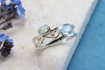 Blue Topaz And Opal Gemstone Ring, 5 of 7