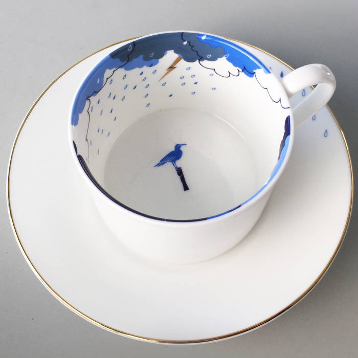 fine bone china 'storm in a teacup' sea gull design by