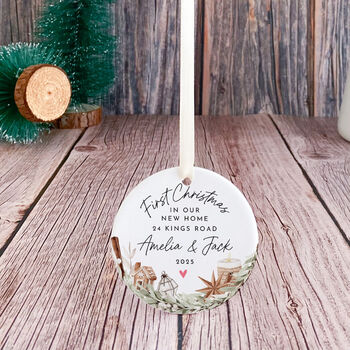 Personalised First Christmas In New Home Ceramic Ornament, 4 of 7