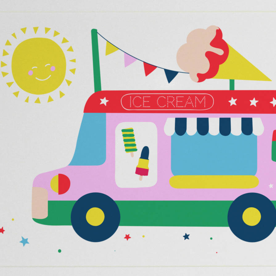 Ice Cream Van Bright And Colourful Nursery Art Print By Paper Joy