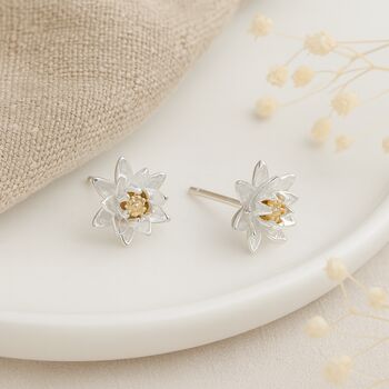 Sterling Silver And Gold July Birth Flower Stud Earrings – 8mm, 4 of 6