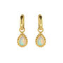 October Birthstone Opal Gold Plated Huggie Hoop Earrings, thumbnail 2 of 12