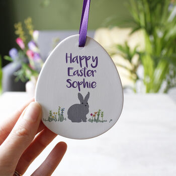 Personalised Rabbit Ceramic Easter Decoration For Kids, 5 of 9