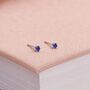3mm Sterling Silver Sapphire Blue Crystal Stud Earrings, thumbnail 1 of 3