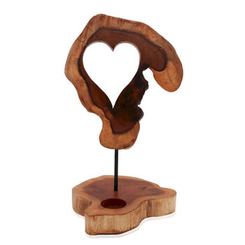 Heart Shaped Candle Holder Wooden Tealight Holder, 3 of 3