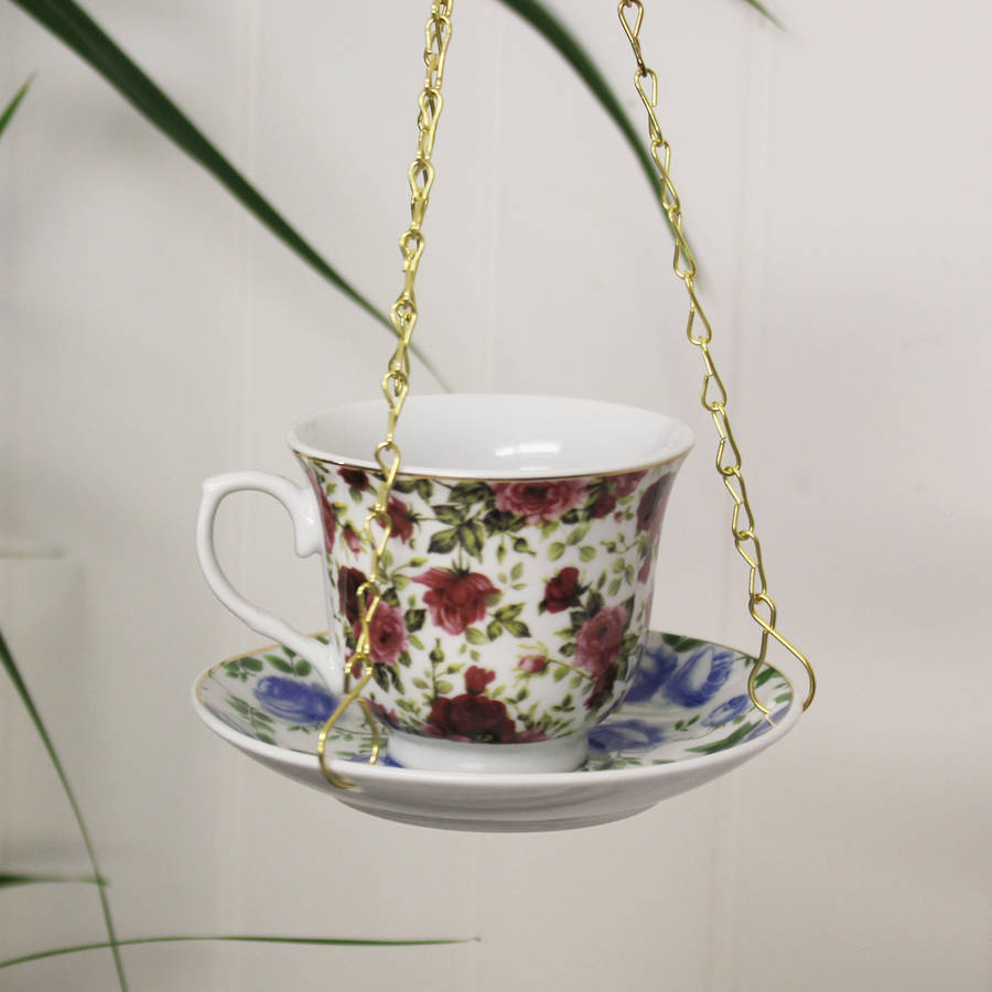 China Teacup And Saucer Hanging Bird Feeder By Garden Selections