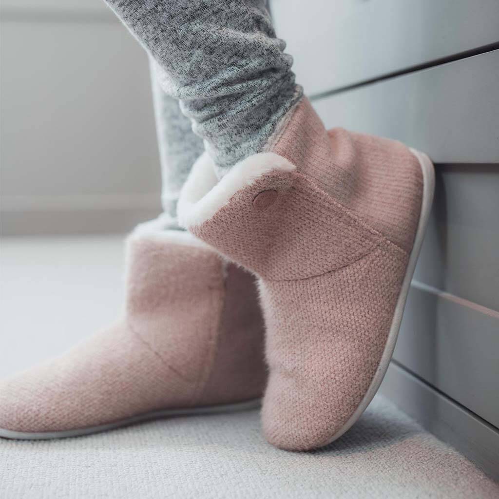 Women's Cosy Boot Slippers In Blush Pink, 1 of 11