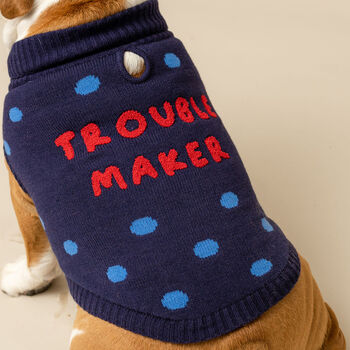 Troublemaker Knitted Dog Jumper, 7 of 7