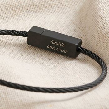Personalised Men's Thin Wire Bracelet In Black, 2 of 4