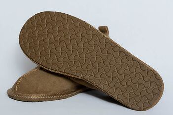 Sheepskin Slippers Camel 100% Hand Crafted Hard Sole, 3 of 4