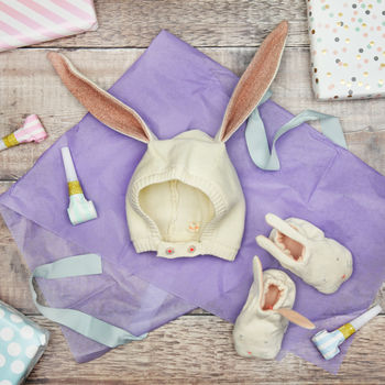Mint Or Peach Easter Bunny Rabbit Baby Bonnet, 3 of 6