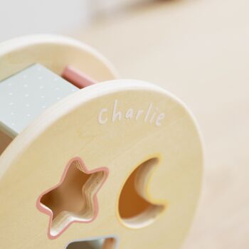 Personalised Snail Wooden Pull Along Shape Sorter, 2 of 6